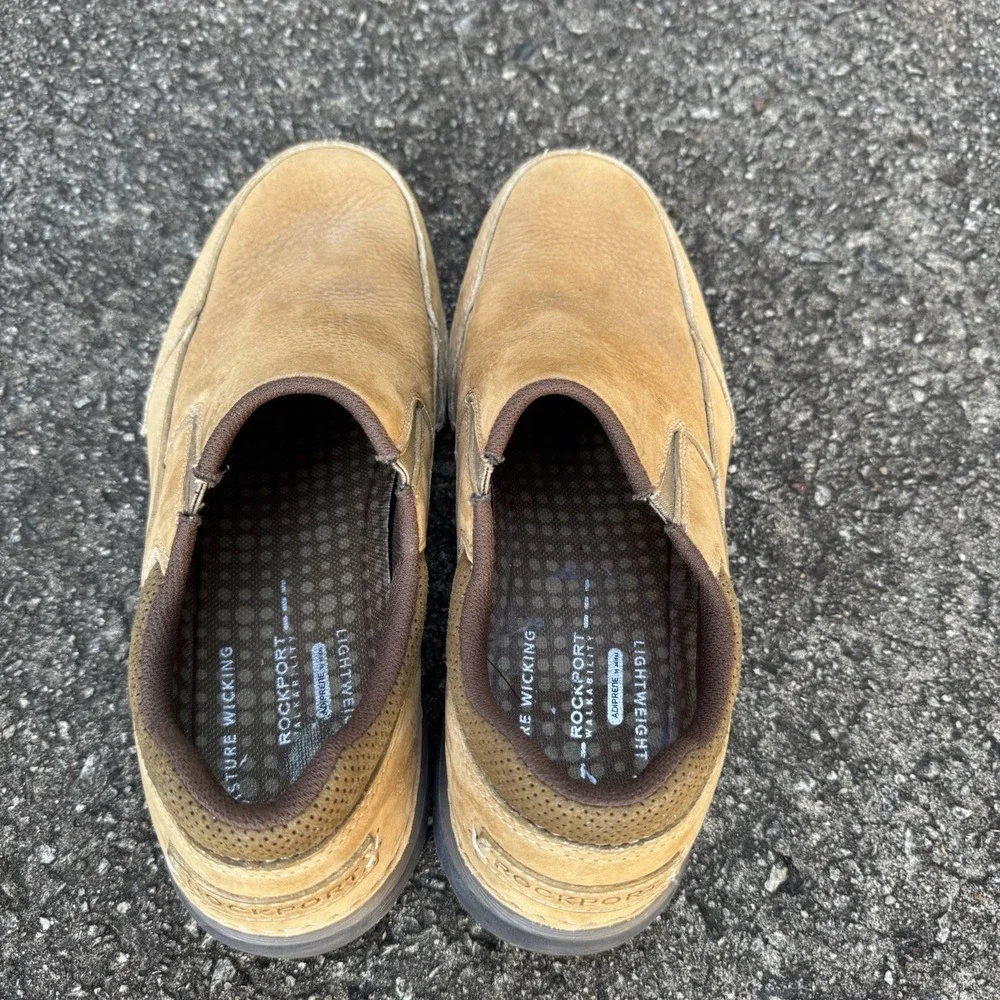Rockport Adiprene By adidas Loafers Mens Sz 7.5W Tan Brown Slide On Comfort Shoe